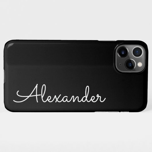 黒パーソナライズされた手書き名予算タフ iPhoneケース (裏面横)