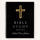 黒パーソナライズされた教十字架 ノートブック (正面)