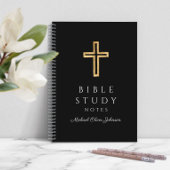 黒パーソナライズされた教十字架 ノートブック