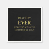 黒パーソナライズされた最高の・デー・エバ結婚ーズ スタンダードカクテルナプキン (正面)