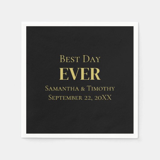 黒パーソナライズされた最高の・デー・エバ結婚ーズ スタンダードカクテルナプキン (正面)