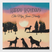 黒パーソナライズされた木のレトロ犬 ウィンドウサイン (シート)