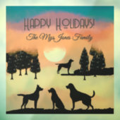 黒パーソナライズされた木のレトロ犬 ウィンドウサイン (シート3)