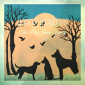 黒パーソナライズされた木のレトロ犬 ウィンドウサイン (シート3)