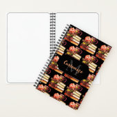 黒パーソナライズされた本とお茶 ノートブック (内側)