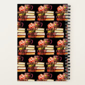 黒パーソナライズされた本とお茶 ノートブック (裏面)