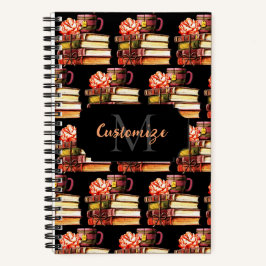 黒パーソナライズされた本とお茶 ノートブック