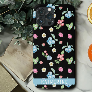 黒パーソナライズされた果実模様名前をカスタムする iPhone 13 PRO MAXケース