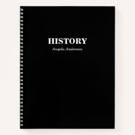 黒パーソナライズされた校科目スパイラル ノートブック