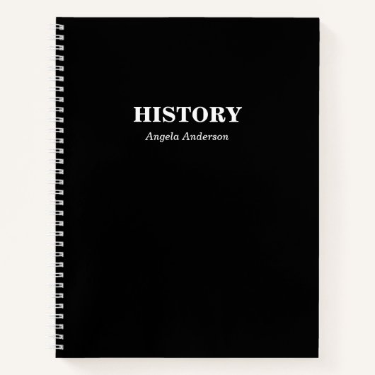 黒パーソナライズされた校科目スパイラル ノートブック (正面)