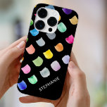 黒パーソナライズされた模様 Case-Mate iPhone 14 PROケース<br><div class="desc">このiPhoneモダンケースは飾黒い背景にカラフル抽象芸術パターンが付いている。名前やモノグラムで簡単にカスタマイズ。デザインツールを使用して、文字のサイズ、スタイル、色を変更する。オリジナル水彩©ミケーレ・デイヴィス。</div>