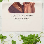 黒パーソナライズされた母と娘(10) キッチンタオル (折り畳み)