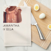 黒パーソナライズされた母と娘(10) キッチンタオル (四つ折り)