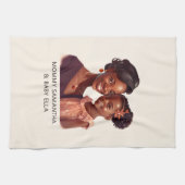 黒パーソナライズされた母と娘(10) キッチンタオル (横)