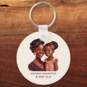 黒パーソナライズされた母と娘(10) キーホルダー (正面)