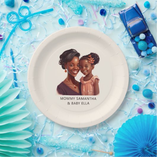 黒パーソナライズされた母と娘(10) ペーパープレート (パーティー)