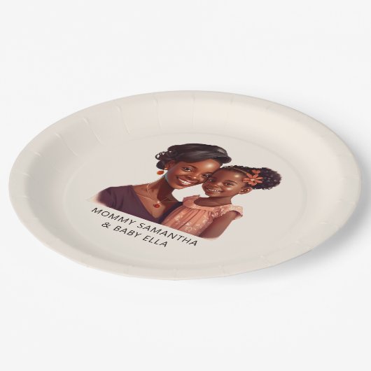黒パーソナライズされた母と娘(10) ペーパープレート (アングル)