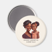 黒パーソナライズされた母と娘(10) マグネット (正面/裏面)