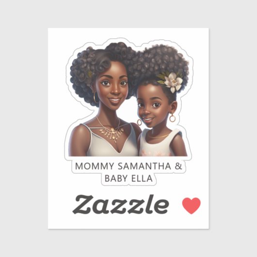 黒パーソナライズされた母と娘(11) シール (シート)