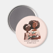 黒パーソナライズされた母と娘(12) マグネット (正面/裏面)