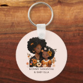 黒パーソナライズされた母と娘(13) キーホルダー (裏面)