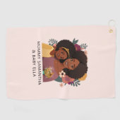 黒パーソナライズされた母と娘(14) ゴルフタオル (横)