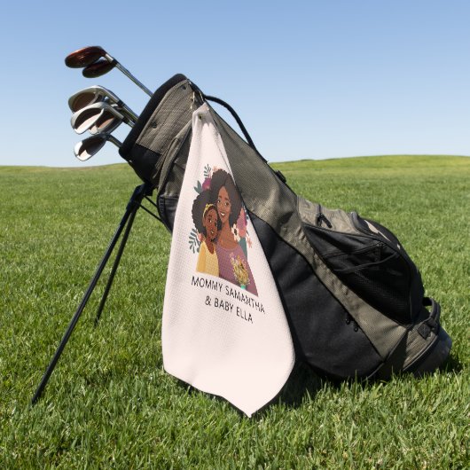 黒パーソナライズされた母と娘(14) ゴルフタオル (グリーン)