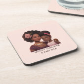 黒パーソナライズされた母と娘(15) コースター (左側)