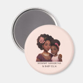 黒パーソナライズされた母と娘(15) マグネット (正面/裏面)