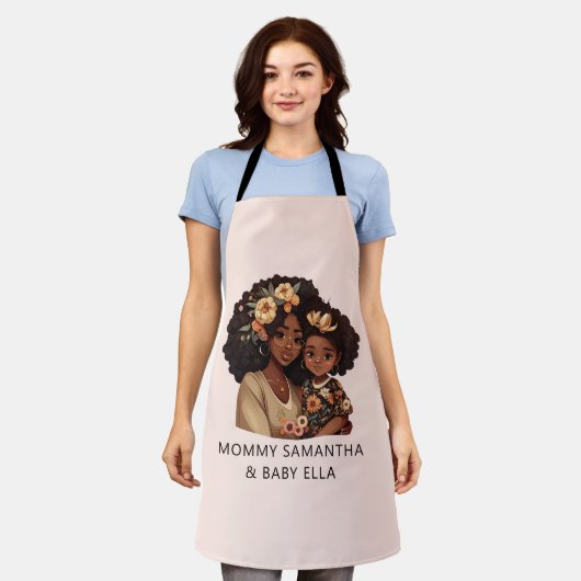 黒パーソナライズされた母と娘(19) エプロン (着用した状態)