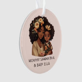 黒パーソナライズされた母と娘(19) オーナメント (正面)