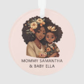 黒パーソナライズされた母と娘(19) オーナメント (裏面)