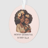 黒パーソナライズされた母と娘(19) オーナメント (正面)