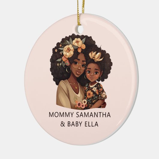 黒パーソナライズされた母と娘(19) セラミックオーナメント (左)