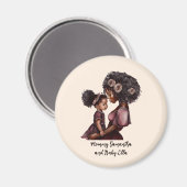 黒パーソナライズされた母と娘(1) マグネット (正面/裏面)