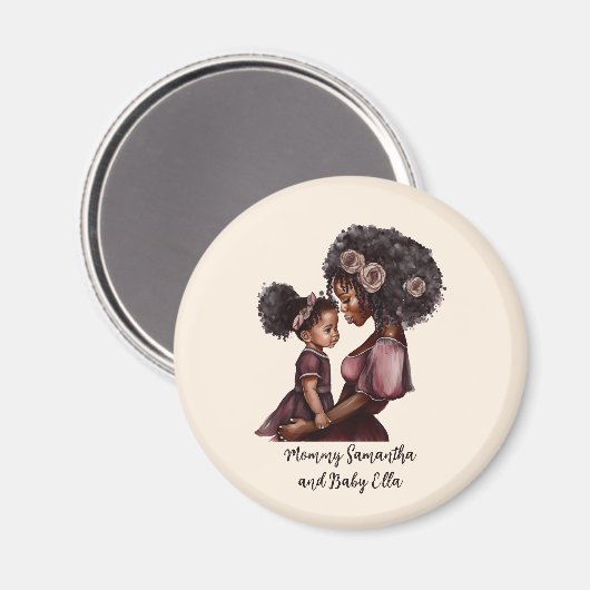 黒パーソナライズされた母と娘(1) マグネット (正面/裏面)