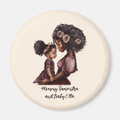 黒パーソナライズされた母と娘(1) マグネット (正面)