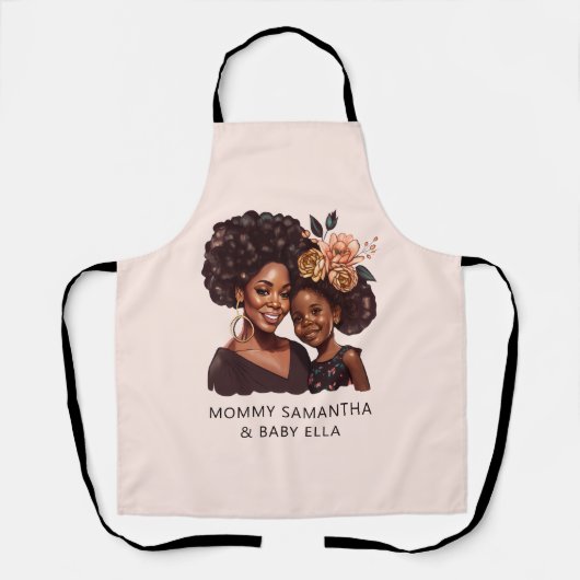 黒パーソナライズされた母と娘(20) エプロン (正面)