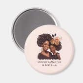 黒パーソナライズされた母と娘(20) マグネット (正面/裏面)