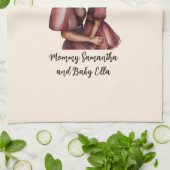 黒パーソナライズされた母と娘(2) キッチンタオル (折り畳み)