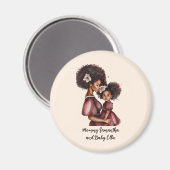 黒パーソナライズされた母と娘(2) マグネット (正面/裏面)