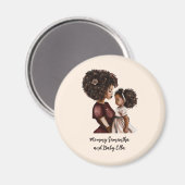 黒パーソナライズされた母と娘(3) マグネット (正面/裏面)