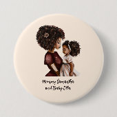 黒パーソナライズされた母と娘(3) 缶バッジ (正面)