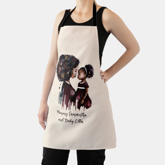 黒パーソナライズされた母と娘(4) エプロン (インサイチュ)