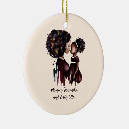 黒パーソナライズされた母と娘(4) セラミックオーナメント (右)
