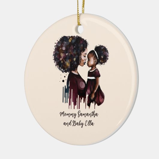 黒パーソナライズされた母と娘(4) セラミックオーナメント (左)