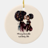 黒パーソナライズされた母と娘(4) セラミックオーナメント (裏面)