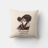 黒パーソナライズされた母と娘(5) クッション (正面)