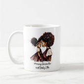 黒パーソナライズされた母と娘(5) コーヒーマグカップ (左)