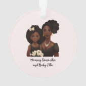 黒パーソナライズされた母と娘(6) オーナメント (裏面)
